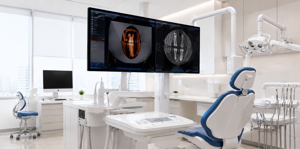 Digital dental treatment room with CBCT imaging